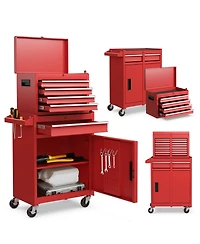2 in 1 Tool Chest & Cabinet with Sliding Drawers Rolling Garage Organizer
