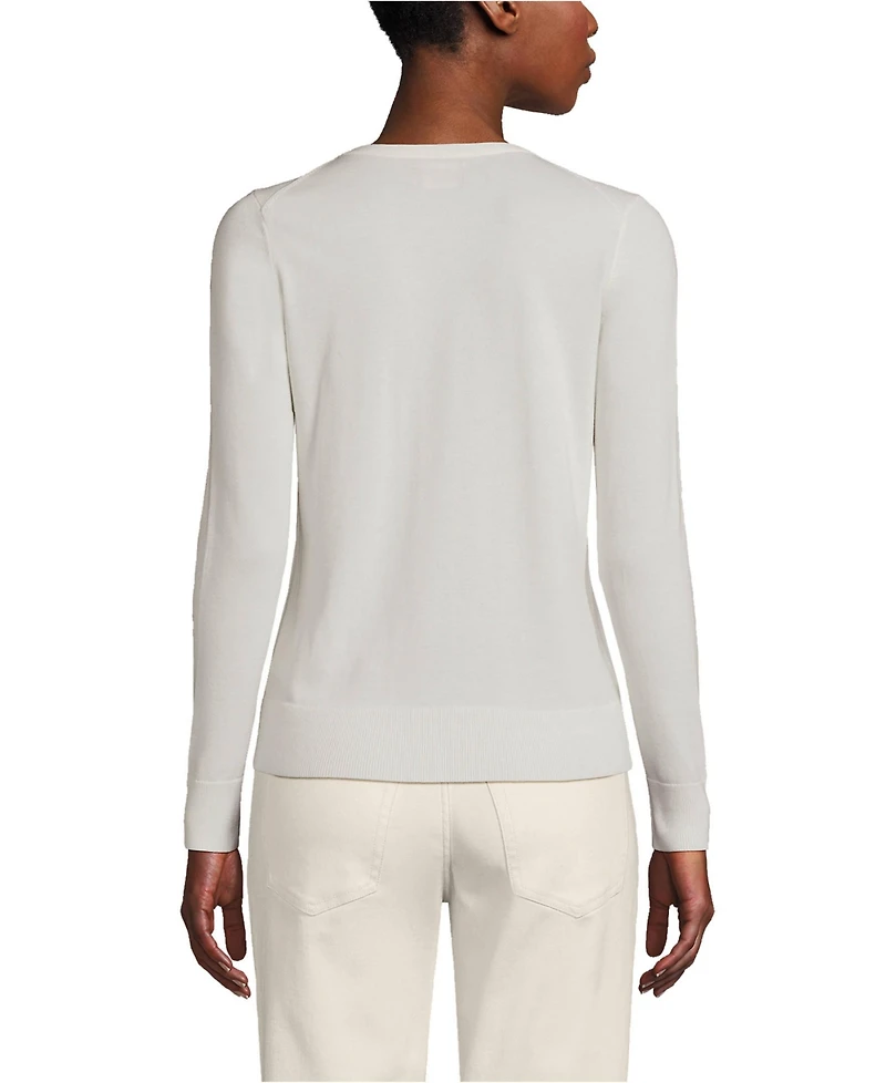 Lands' End Women's Fine Gauge Cotton Cardigan Sweater