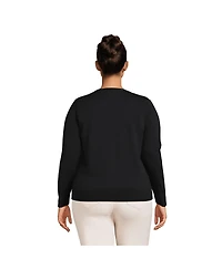 Lands' End Plus Fine Gauge Cotton Cardigan Sweater