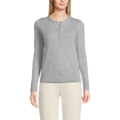 Lands' End Women's Fine Gauge Cotton Cardigan Sweater