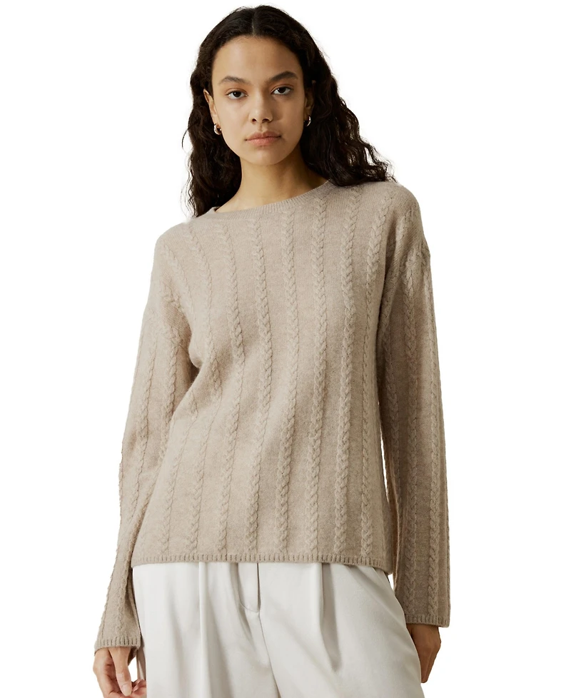 Lilysilk Women's Semi-Sheer Cashmere Cable-knit Sweater