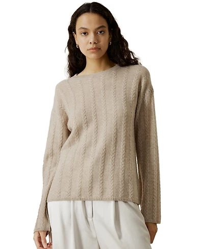 Lilysilk Women's Semi-Sheer Cashmere Cable-knit Sweater