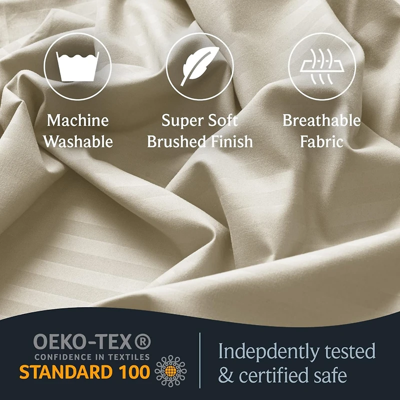 3PC Striped Silky Soft Cooling Deep Pocket Performance Sheet Set