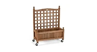 32in Wood Planter Box with Trellis Mobile Raised Bed for Climbing Plant