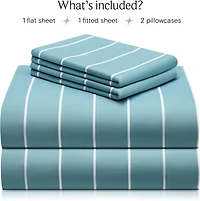 4PC Striped Silky Soft Cooling Deep Pocket Performance Sheet Set 