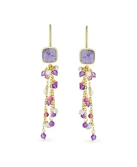 Bling Jewelry Waterfall Tassel Natural Stones Mixed Cluster Bead Accent Dangle Earrings Gold Plated Fish Hook