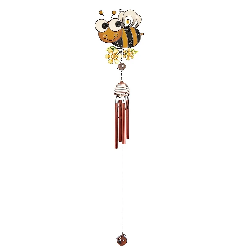 Fc Design 31" Long Yellow Bee Wind Chime with Copper Gem Home Decor Perfect Gift for House Warming, Holidays and Birthdays