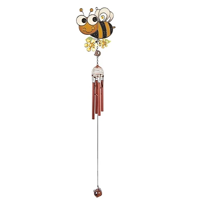 Fc Design 31" Long Yellow Bee Wind Chime with Copper Gem Home Decor Perfect Gift for House Warming, Holidays and Birthdays