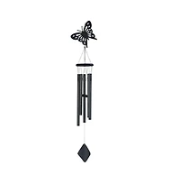 41" Long Black Butterfly Wood/Metal Silhouette Wind Chime