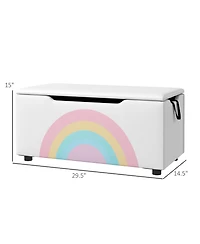 Qaba Kids Toy Box Chest, Lightweight Toy Organizer with Storage, Top Lid, and Side Handles for Nursery Room, Playroom, Bedroom, Aged 3-8 Years Old, 29