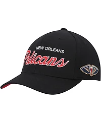 Men's Mitchell & Ness Black New Orleans Pelicans Mvp Team Script 2.0 Stretch Snapback Hat