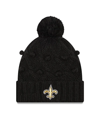 Women's New Era Black New Orleans Saints Toasty Cuffed Knit Hat with Pom