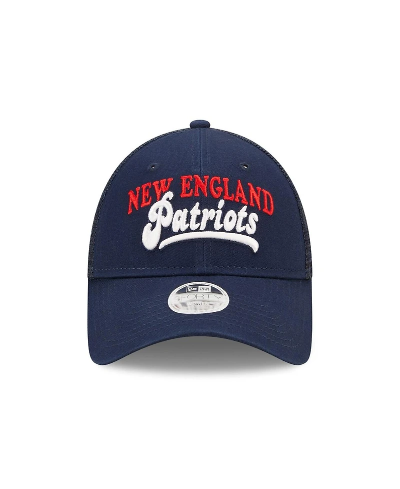 Women's New Era Navy New England Patriots Team Trucker 9FORTY Snapback Hat