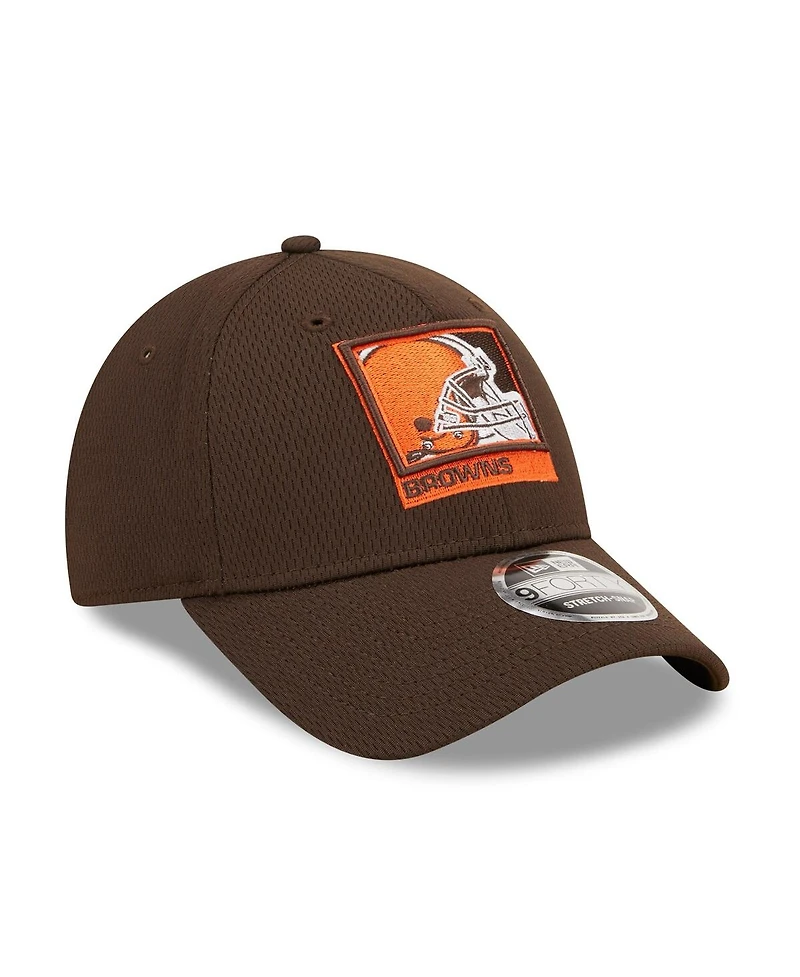 Men's New Era Brown Cleveland Browns Framed Af 9FORTY Snapback Hat