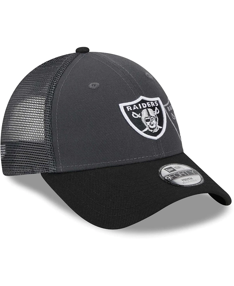 Big Boys and Girls New Era Graphite Las Vegas Raiders Reflect 9FORTY Adjustable Hat