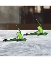 Fc Design 2-pc Frog Doing Yoga Head to Knee Pose 8"H Statue Funny Animal Decoration Figurine Home Decor Perfect Gift for House Warming, Holidays and B
