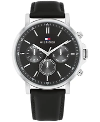 Tommy Hilfiger Men's Multifunction Black Leather Watch 43mm