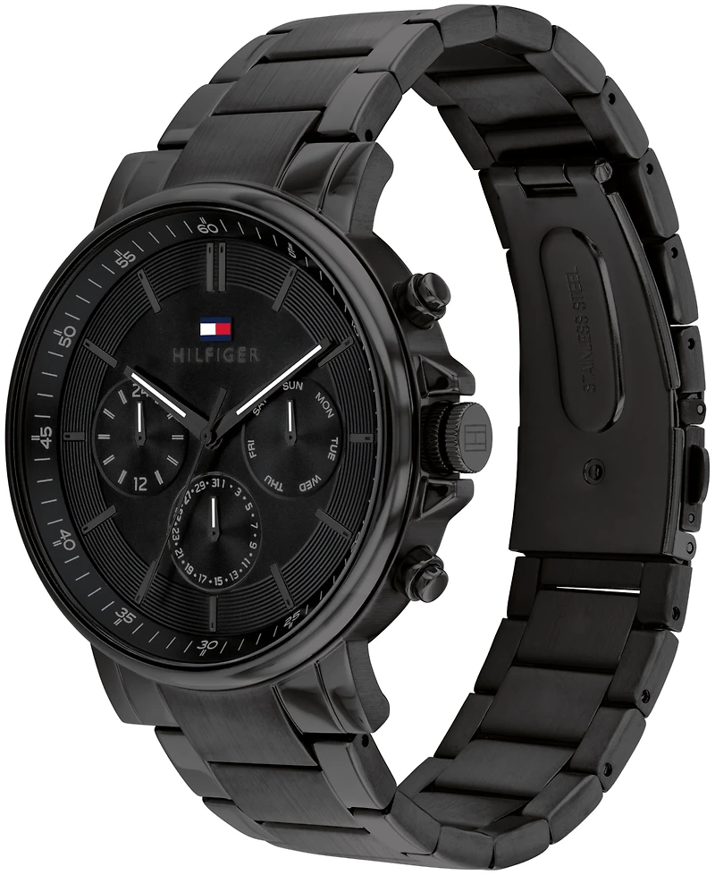 Tommy Hilfiger Men's Multifunction Black Stainless Steel Watch 43mm
