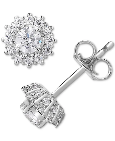TruMiracle Diamond Halo Stud Earrings (1/2 ct. t.w.) in 14k White Gold