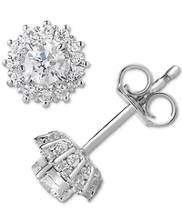 TruMiracle Diamond Halo Stud Earrings (1/2 ct. t.w.) in 14k White Gold