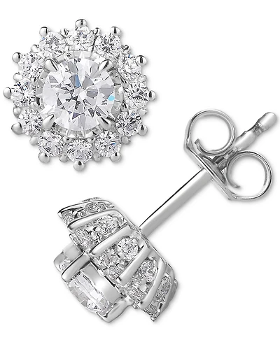 TruMiracle Diamond Halo Stud Earrings (1 ct. t.w.) in 14k White Gold