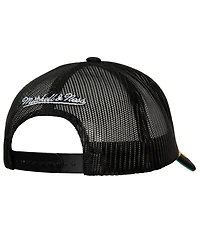 Men's Mitchell & Ness Black Brooklyn Nets Hardwood Classics Gold Leaf Mesh Trucker Snapback Hat