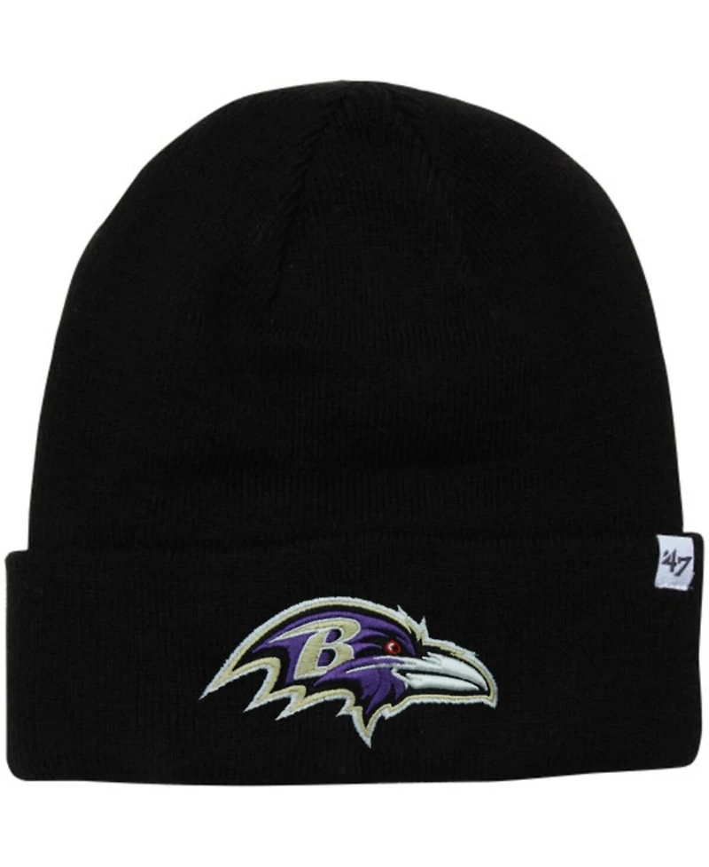 Men's Baltimore Ravens '47 Brand Black Raised Cuffed Knit Hat