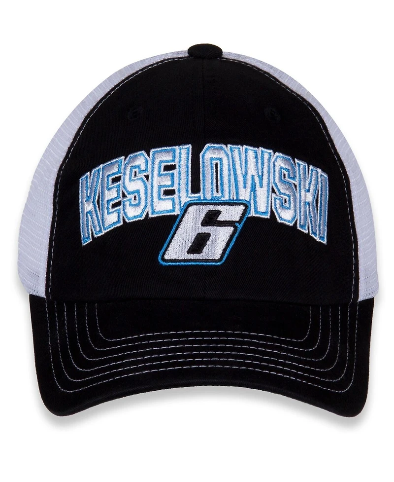 Women's Checkered Flag Sports Black, White Name and Number Adjustable Hat