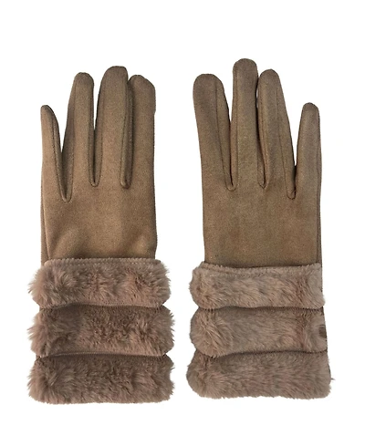 Marcus Adler Faux Fur Cuff Faux Suede Touchscreen Glove