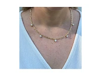 Rivka Friedman Dangling Cubic Zirconia Paperclip Chain Link Necklace