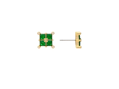 Rivka Friedman Green Crystal Square Cluster Stud Earrings