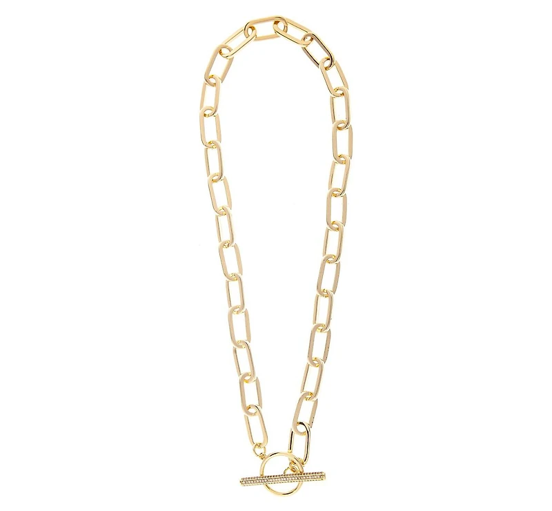 Paper Clip Chain + Cubic Zirconia Toggle Necklace