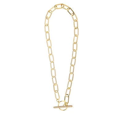 Paper Clip Chain + Cubic Zirconia Toggle Necklace