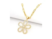 Rivka Friedman Cubic Zirconia Flower Pendant Necklace