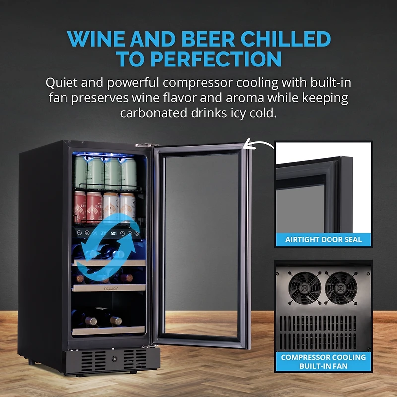 Newair 15 Inch Wine and Beverage Refrigerator
