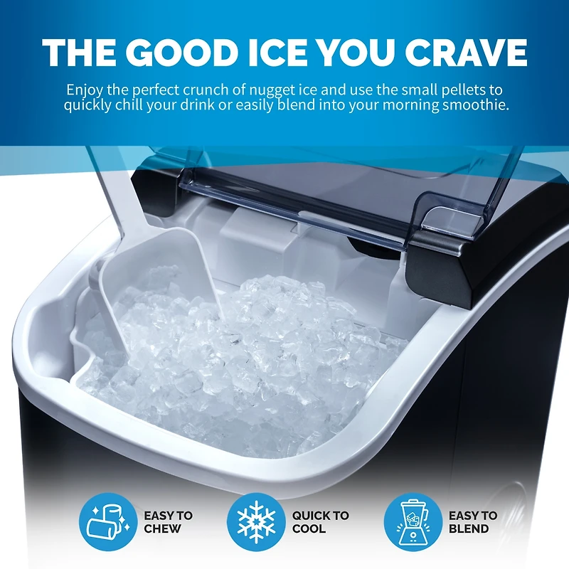 Newair 26 lbs. Nugget Countertop Ice Maker in Black
