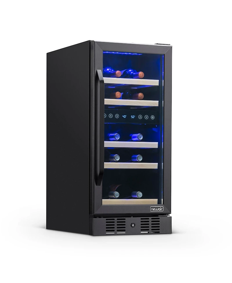 Newair Freestanding 28 Bottle Dual Zone Compressor Wine Fridge in Stainless Steel, Adjustable Racks and Exterior Digital Thermostat