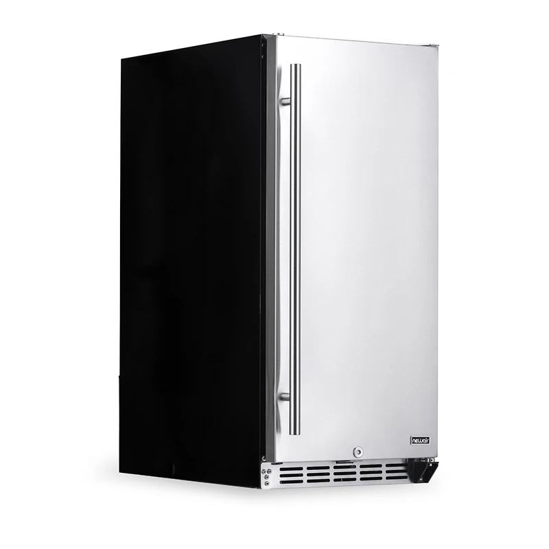 Newair 15" Built-in 90 Can Outdoor Beverage Fridge in Weatherproof Stainless Steel with Auto-Closing Door and Easy Glide Casters