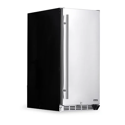 Newair 15" Built-in 90 Can Outdoor Beverage Fridge in Weatherproof Stainless Steel with Auto-Closing Door and Easy Glide Casters
