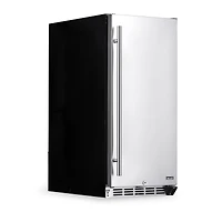 Newair 15" Built-in 90 Can Outdoor Beverage Fridge in Weatherproof Stainless Steel with Auto-Closing Door and Easy Glide Casters