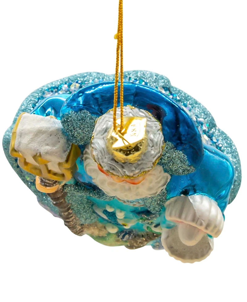 Kurt Adler 7" Bellissimo Glass Under The Sea Santa Ornament