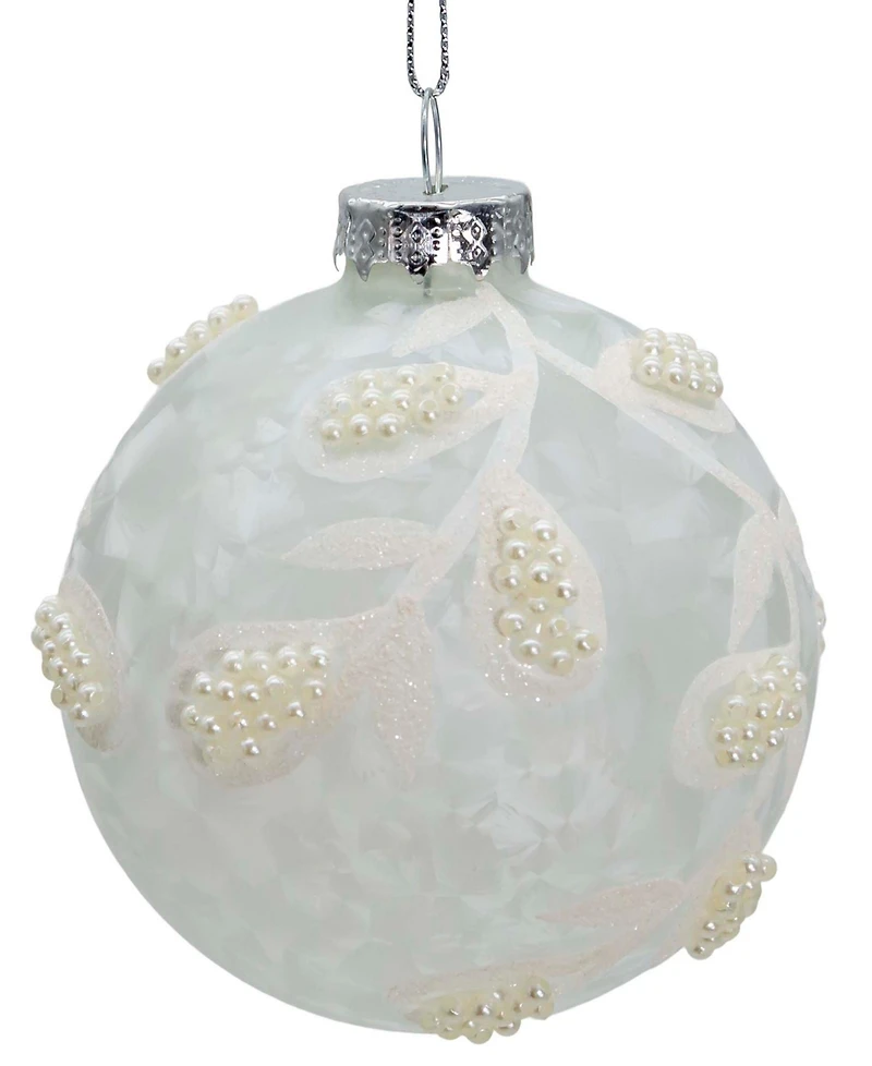 Kurt Adler 80mm Glass Imitation Pearl 6 Piece Ball Ornament Set