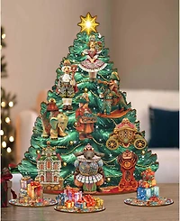 Designocracy Nutcracker Mascarade Themed Wooden Christmas Tree with Ornaments Set of 13 G. DeBrekht