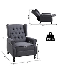 Homcom Upholste Recliner Arm Chair Tufted Linen Lounger w/ Footrest,