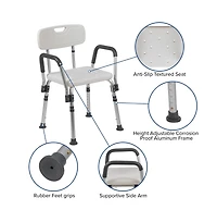 300 Lb. Capacity Quick Release Back & Arm Shower Chair