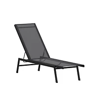 Emma+Oliver Braelin Textilene Adjustable 5 Position Patio Chaise Lounge And Metal Frame