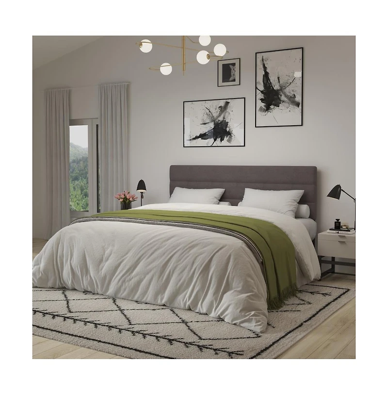 Merrick Lane Coppola King Headboard With Tufted Upholstery And Powder Coated Metal Frame