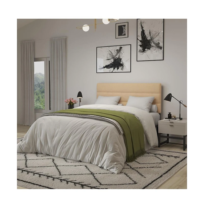 Merrick Lane Coppola Queen Headboard With Tufted Upholstery And Powder Coated Metal Frame
