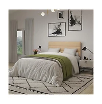 Merrick Lane Coppola Queen Headboard With Tufted Upholstery And Powder Coated Metal Frame