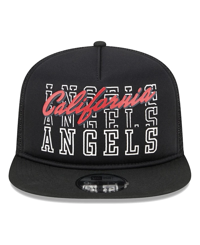 Men's New Era Black California Angels Cooperstown Collection Street Team A-Frame Trucker 9FIFTY Snapback Hat